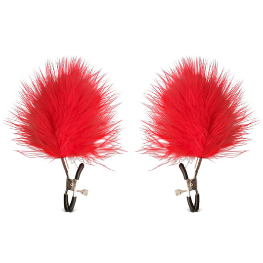 Pinces à tétons BDSM avec plumes rouges au design élégant