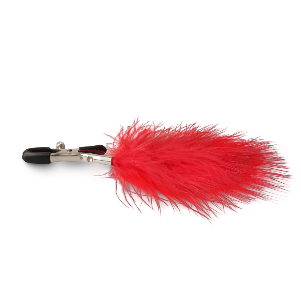 Accessoire Bondage avec pinces à tétons réglables et plumes décoratives