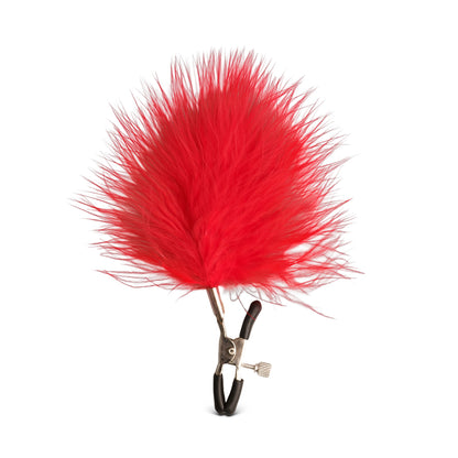 Pinces à tétons premium argentées avec plumes rouges pour jeux de rôle