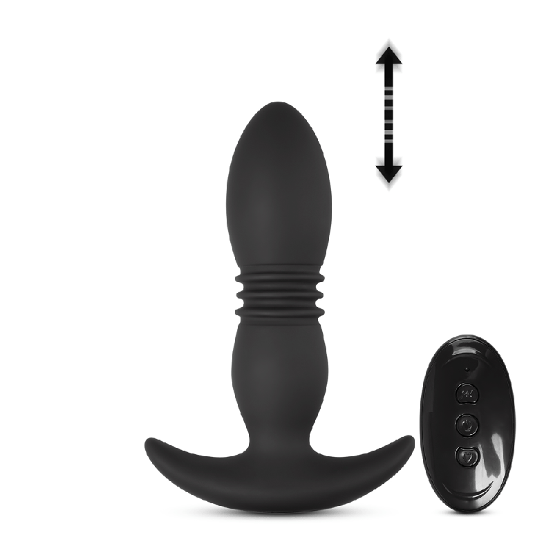 Vibromasseur anal télécommandé 8 vitesses avec fonction poussée silicone noir étanche