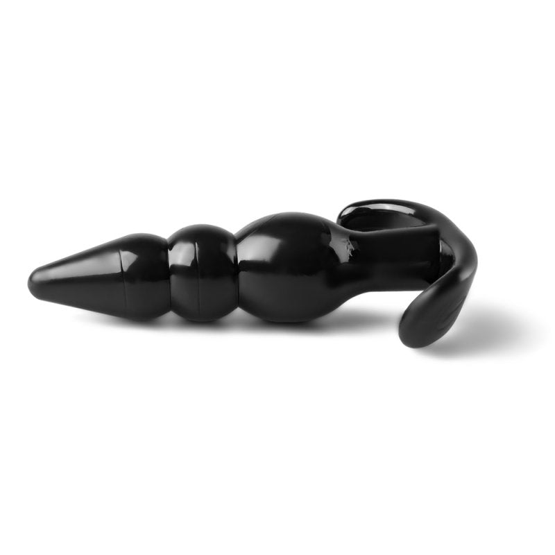 Sextoy plug anal perlé noir TPE souple avec base de sécurité ergonomique